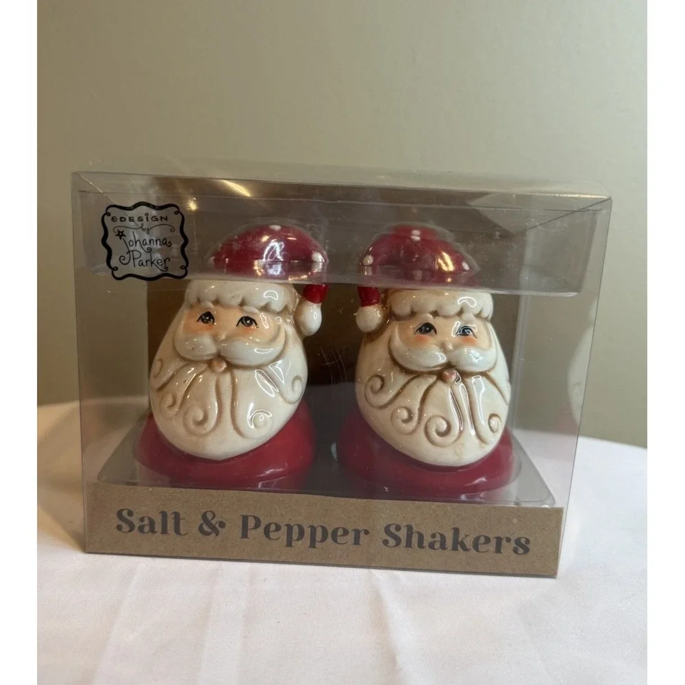 Johanna Parker Transpac Santa Salt‎ & Pepper Shakers Retro Vntg Christmas/NIB